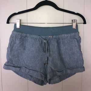 blue canvas drawstring shorts